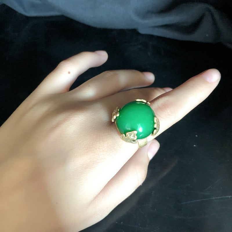 Vintage Royal Green Agate Jewelry Set