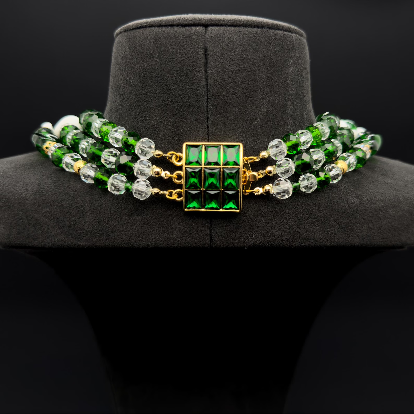 Vintage Art Deco Layered Glass Necklace