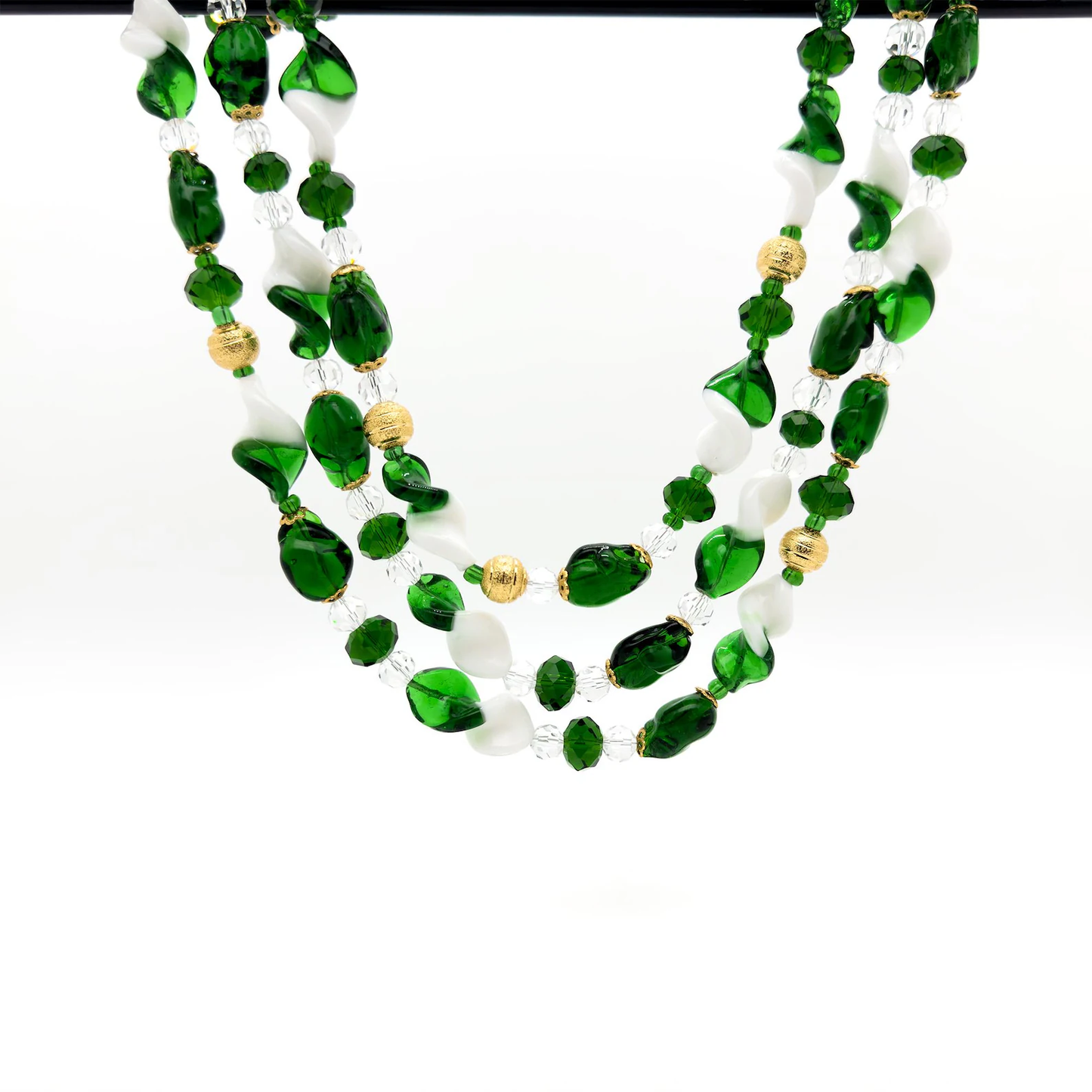 Vintage Art Deco Layered Glass Necklace