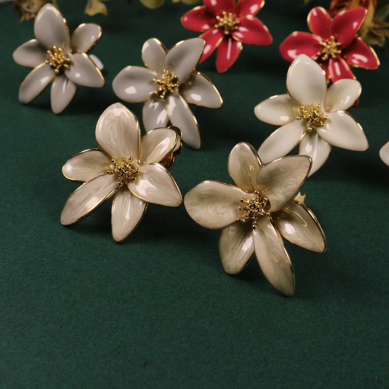 Hand-Painted Floral Enamel Earrings