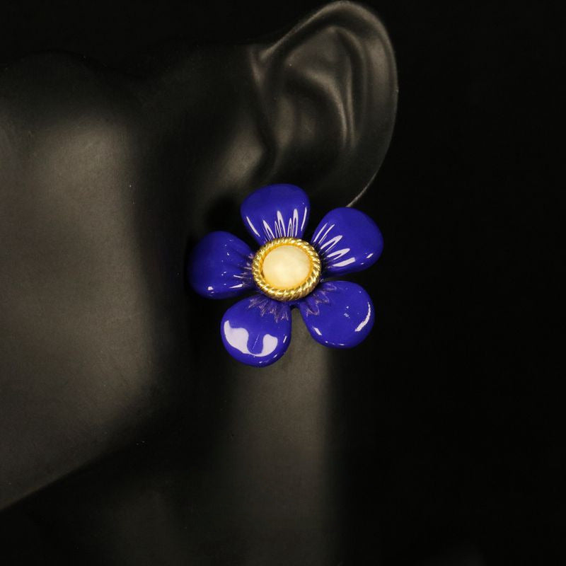 Minimalist Klein Blue Stone Stud Earrings