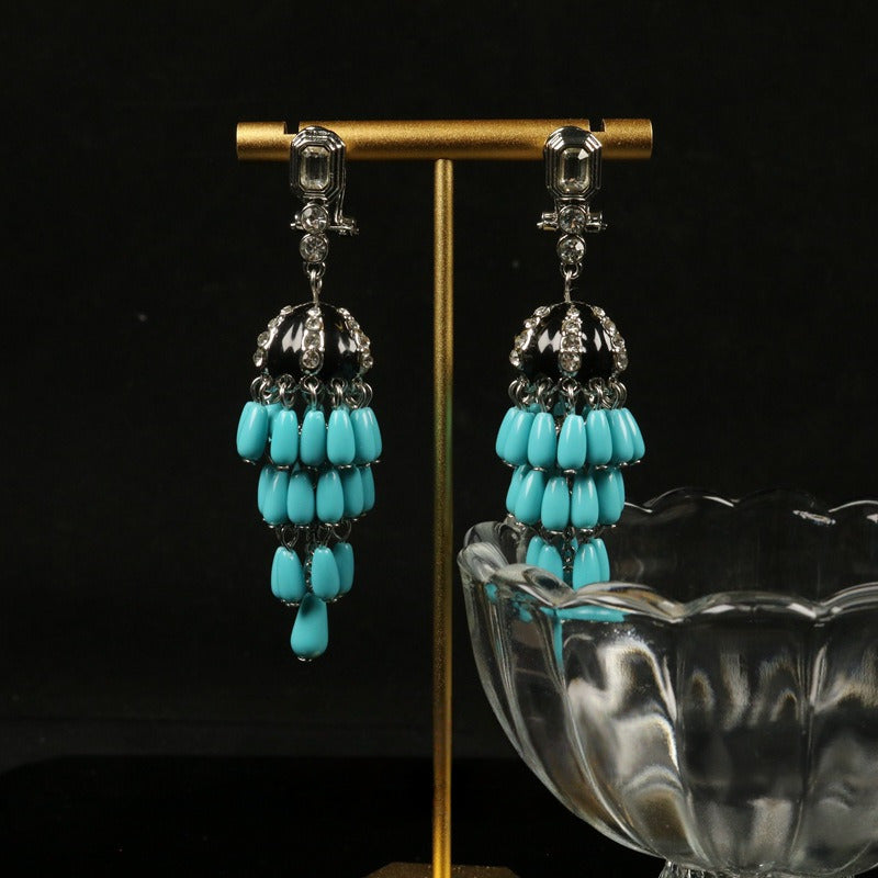 Vintage-Inspired Turquoise Tassel Earrings