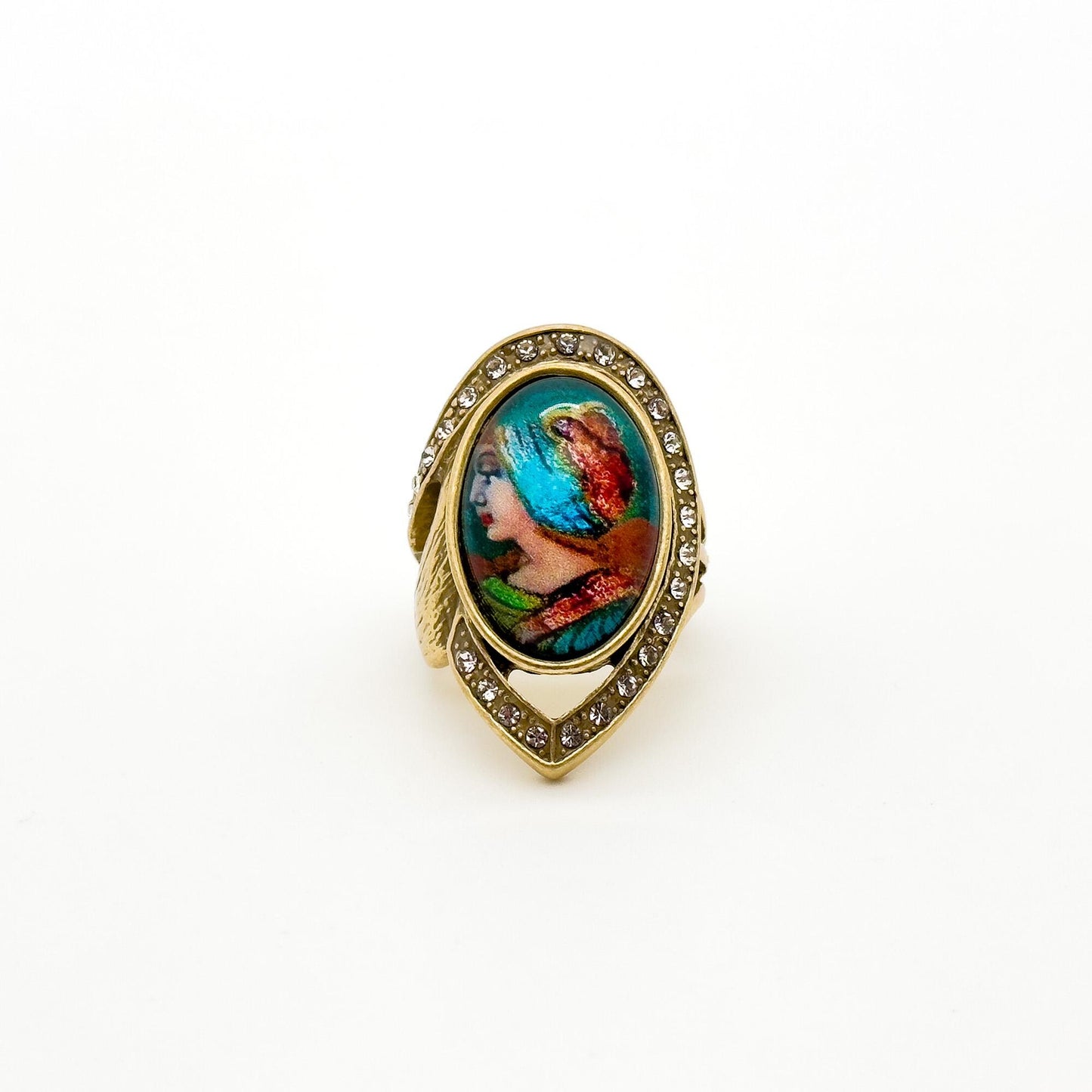 Vintage Art Deco Portrait Court Style Open Ring