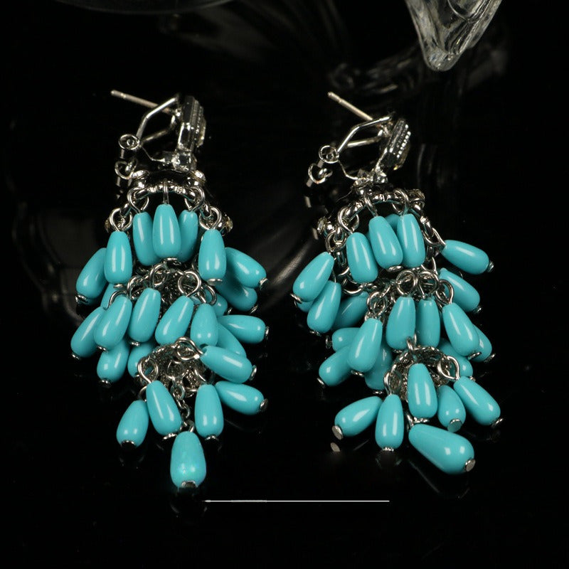 Vintage-Inspired Turquoise Tassel Earrings