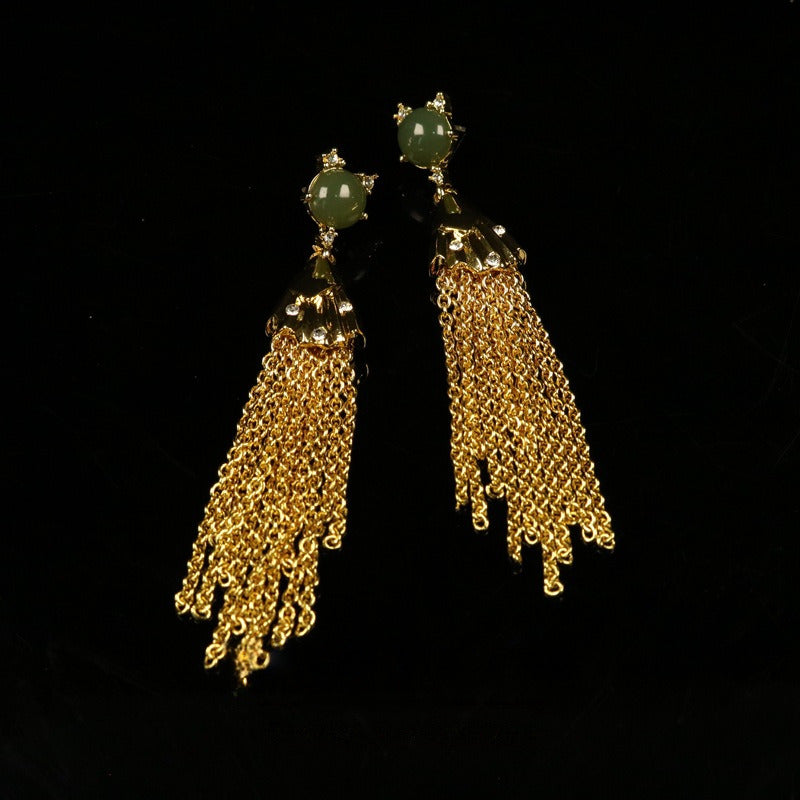 Minimalist Long Chain Tassel Earrings