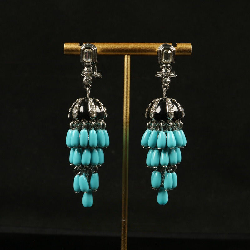 Vintage-Inspired Turquoise Tassel Earrings