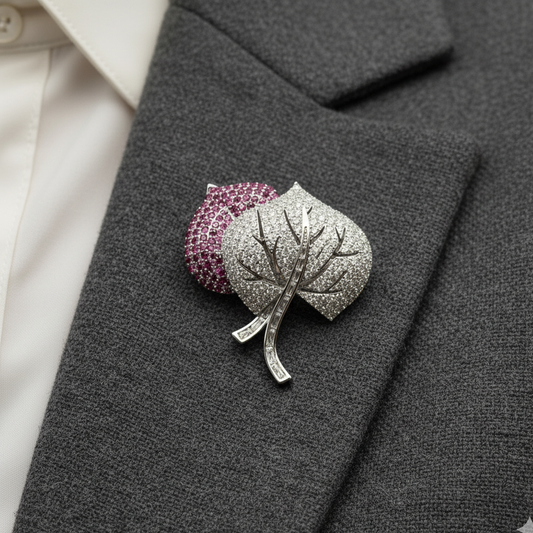 Purple Sparkle Leaf Brooch