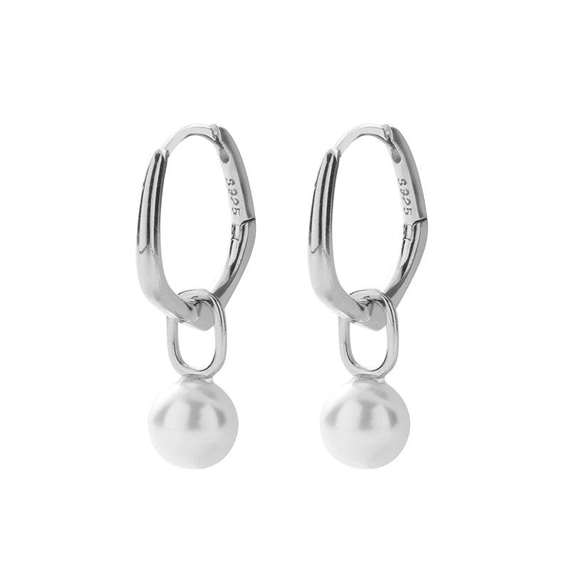 Universal trend fashionable earrings from pearl for men and women for beloved, silver 925 sample