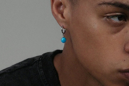 LUXTA原创 纯银蓝磷灰石耳坠嘻哈男 高级感耳饰女民族风藏式耳环