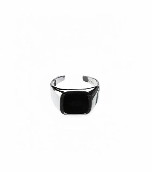 Black fashionable ring hip-hop style for men and women, 925 sample silver, silver 925 sample, European style, simple and elegant design