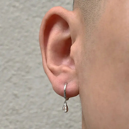 Silver washing, pendant, universal trend earrings for men and women, zirconium, silver 925 sample, light luxury style