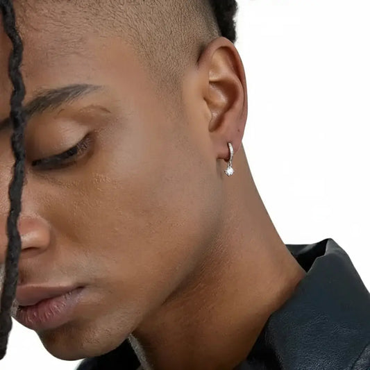 S925 Sterling Silver Zirconia Pendant Hoop Earrings - European Street Style