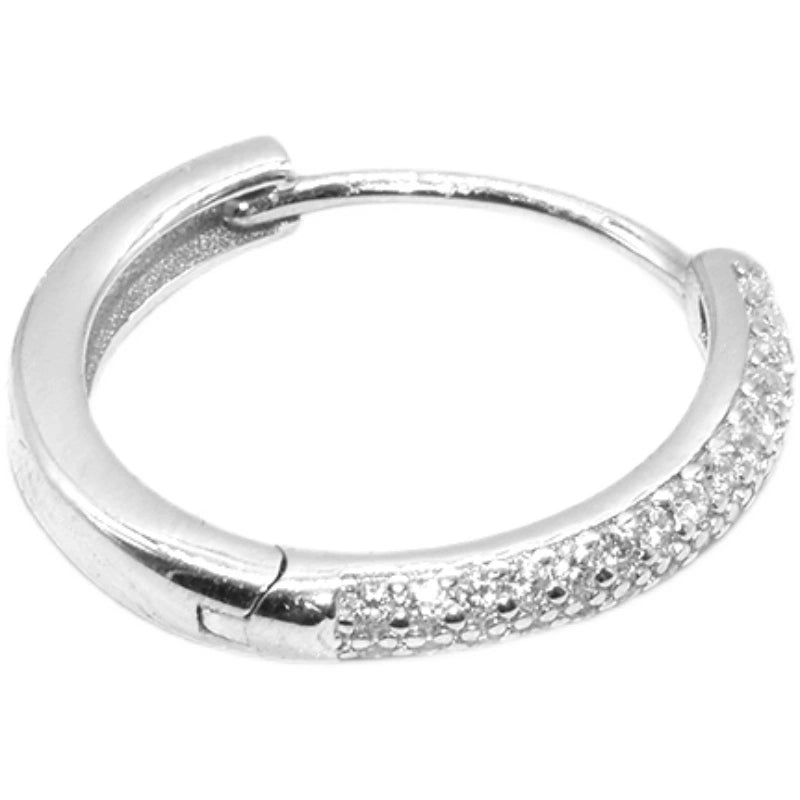 S925 Sterling Silver Pave Zirconia Hoop Earrings Unisex European Trend Design