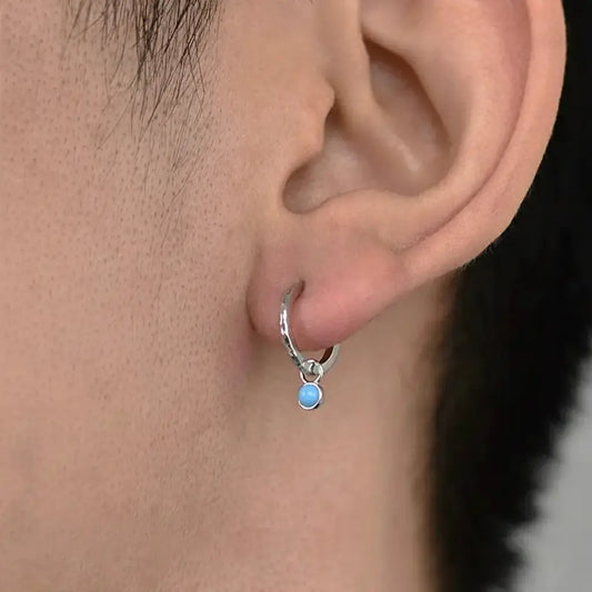 Turquoise pendant, universal fashionable earrings for men and women, silver 925 sample, light luxury style