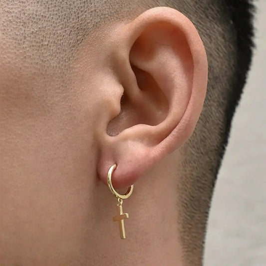 S925 Sterling Silver Minimalist Bright Cross Huggie Hoops - Unisex Trendy Earrings