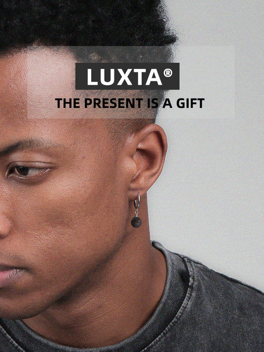LUXTA原创 纯银黑曜石耳坠嘻哈男 耳饰高级感耳环女同款潮
