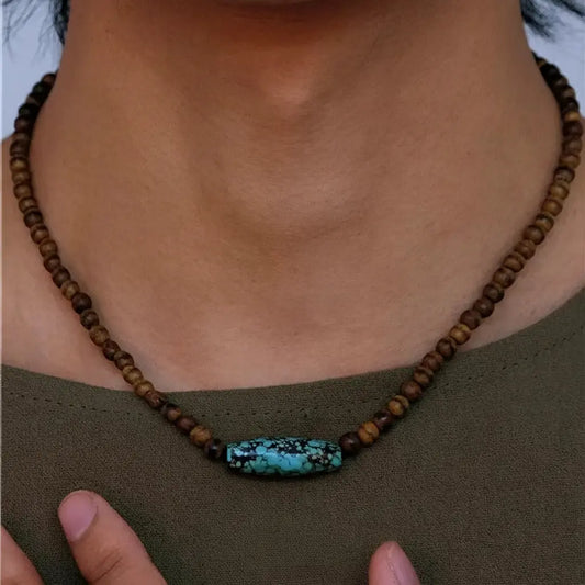 Genuine design scarlet wood rosary, turquoise necklace from pearl, retro chain for key bag , Chinese style