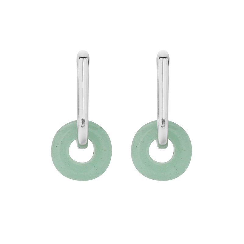 S925 Sterling Silver Rectangular Jade Earrings - Unisex Light Luxury Trend Style