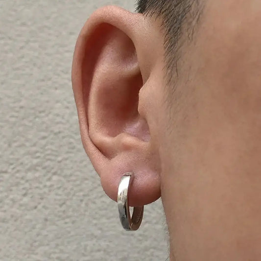 Minimalistic universal earrings for men and women, trend jewelry, silver 925 sample, European style, simple and elegant design