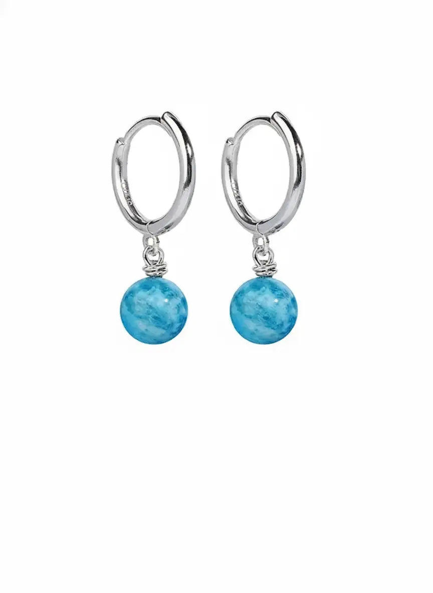 LUXTA原创 纯银蓝磷灰石耳坠嘻哈男 高级感耳饰女民族风藏式耳环