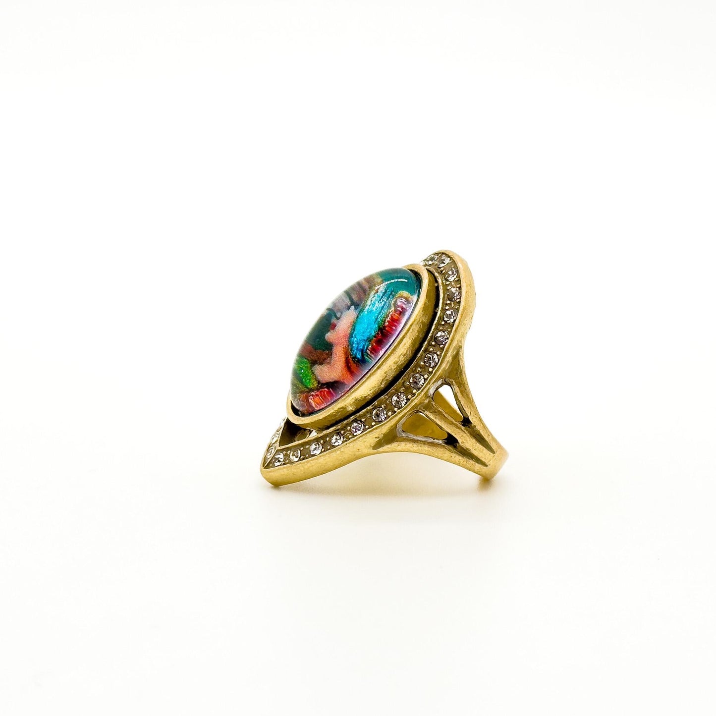 Vintage Art Deco Portrait Court Style Open Ring