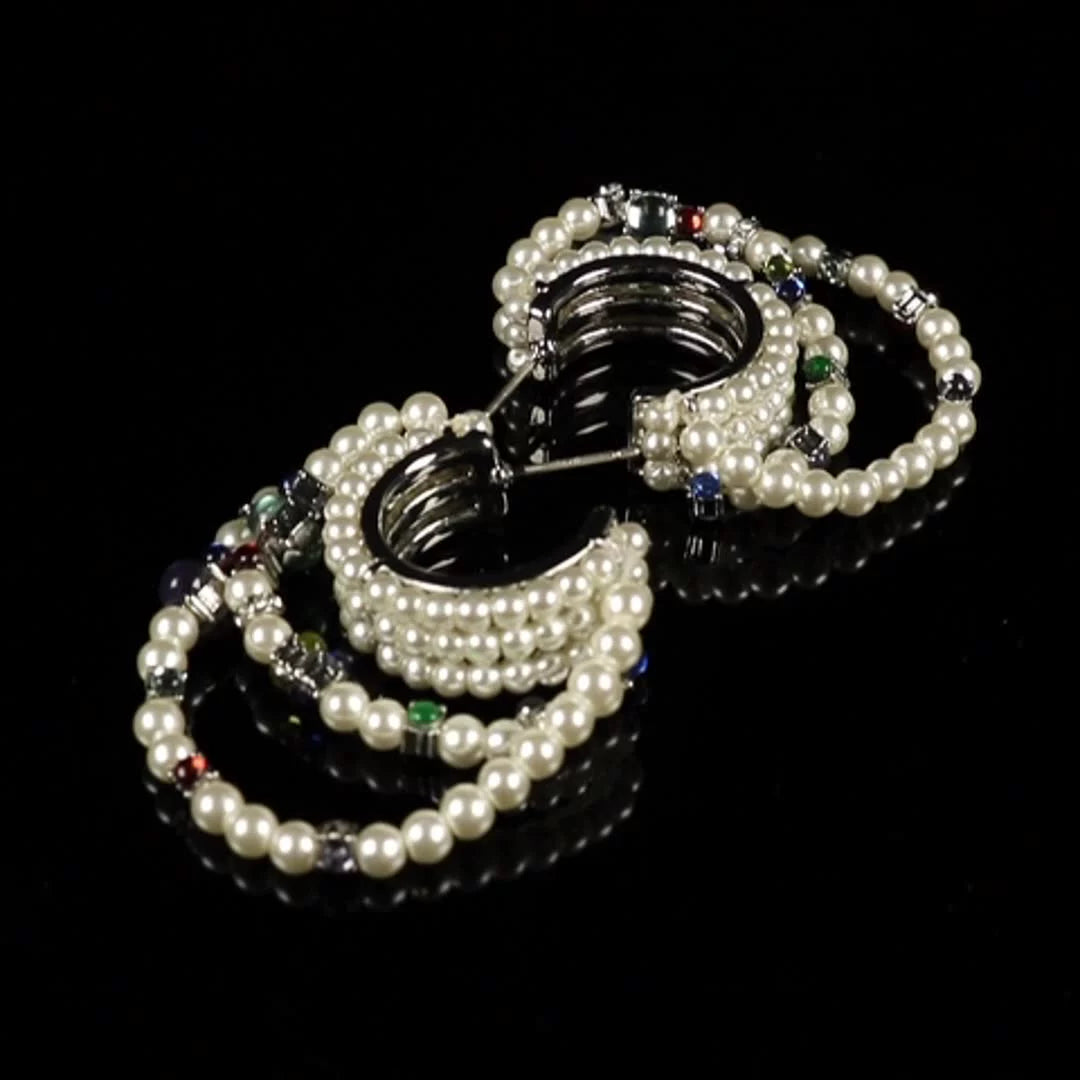 Vintage Handmade Beaded C-Hoop Earrings