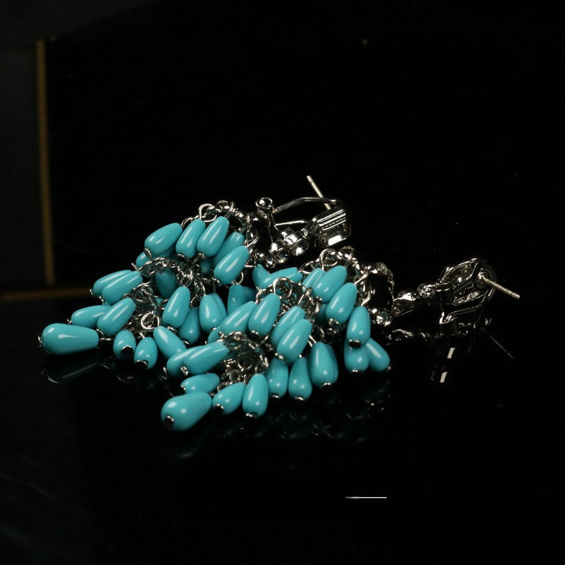 Vintage-Inspired Turquoise Tassel Earrings