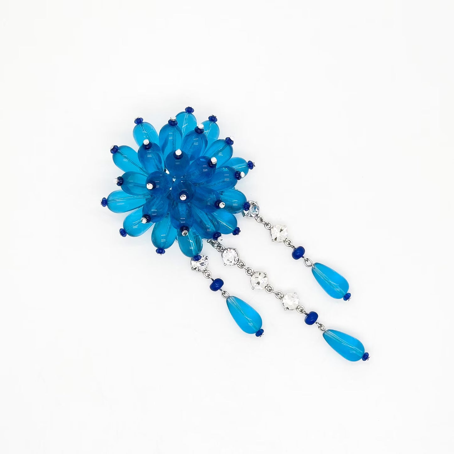 Vintage Art Deco Blue Tassel Brooch