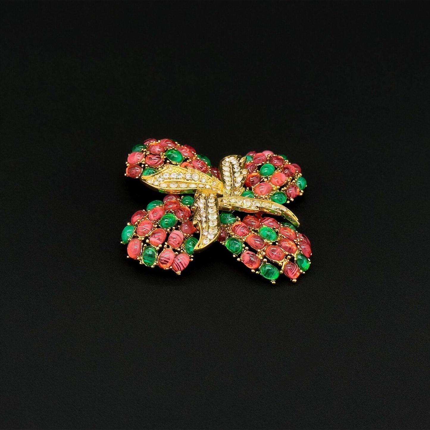 Vintage Art Deco Pink Clover Flower Brooch