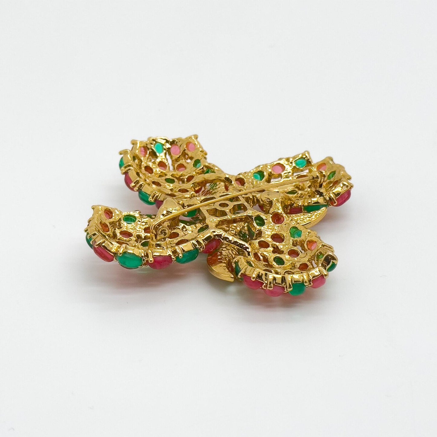 Vintage Art Deco Pink Clover Flower Brooch