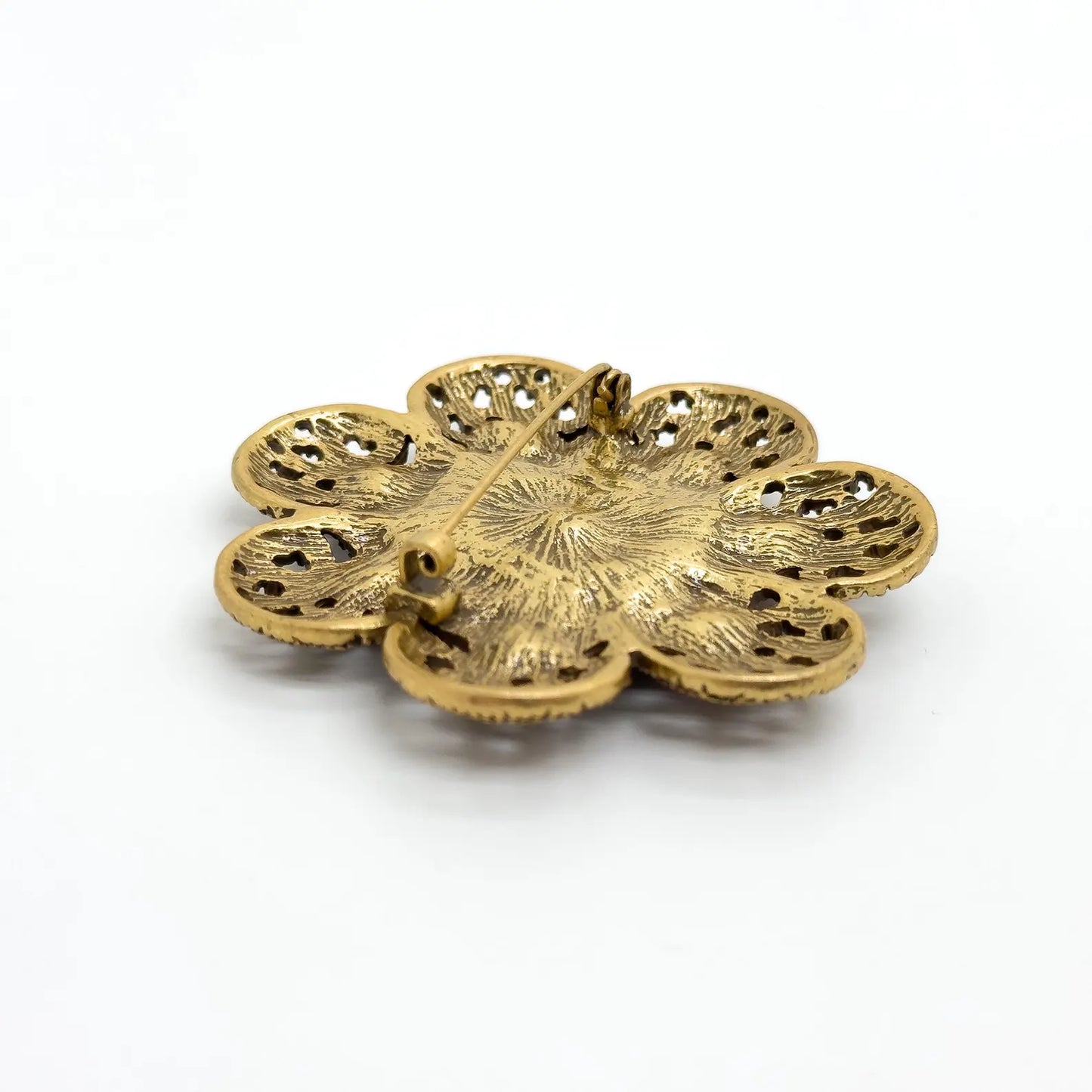 Vintage Art Deco 3D Sunflower Gemstone Brooch