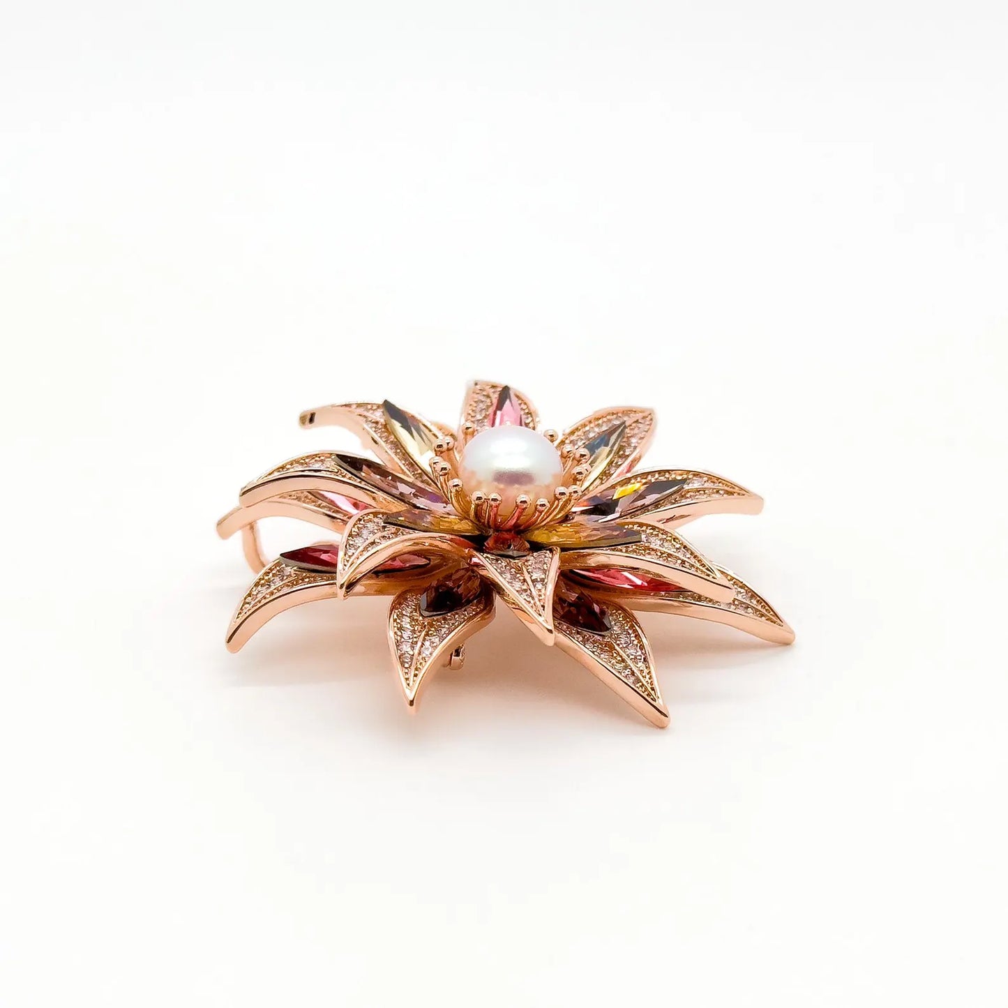 Vintage Art Deco Sunflower Floral Crystal Brooch
