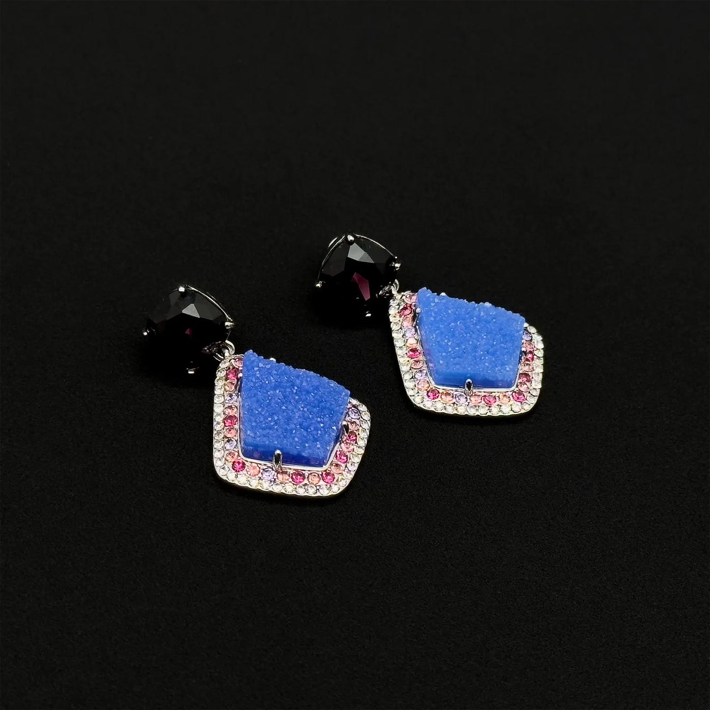 Vintage Art Deco Blue Droplet Earrings