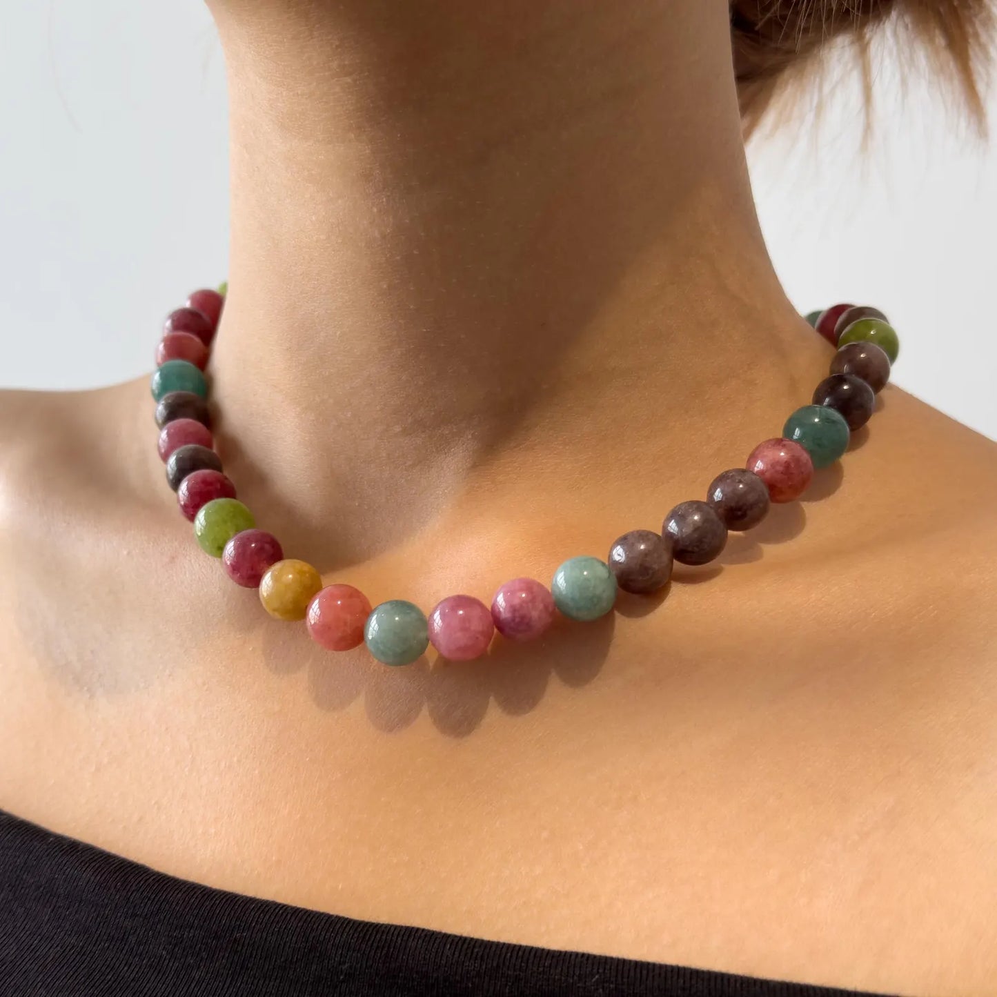 Art Deco Colorful Gemstone Necklace & Bracelet Set