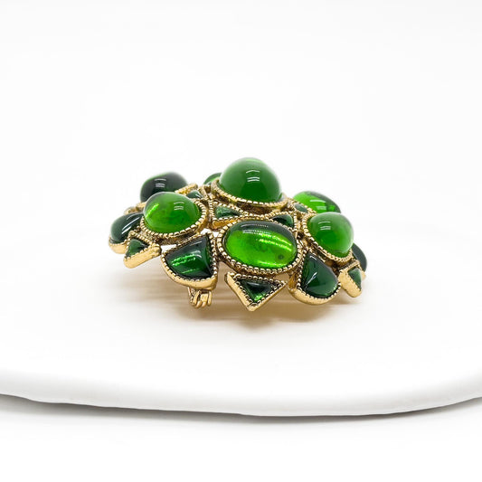 Art Deco Lapis Lazuli Gold-Plated Copper Baroque Vintage Brooch Elegant