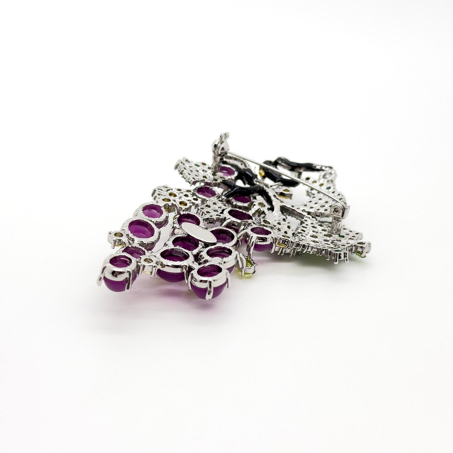 Vintage Art Deco Grape Brooch Glass Resin Titanium Steel Pin