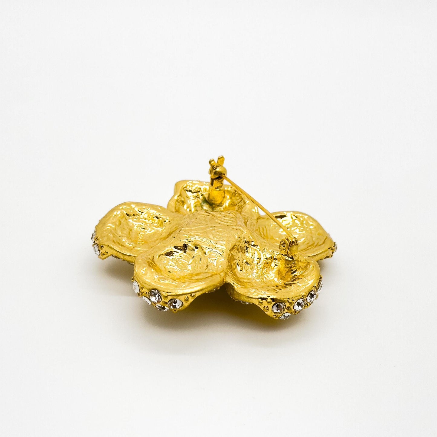 French Minimalist Flower Brooch Gold-Plated Rhinestone Pastoral Pin