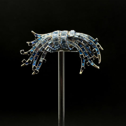 French Luxury Gradient Glass Brooch with Zircon Accents