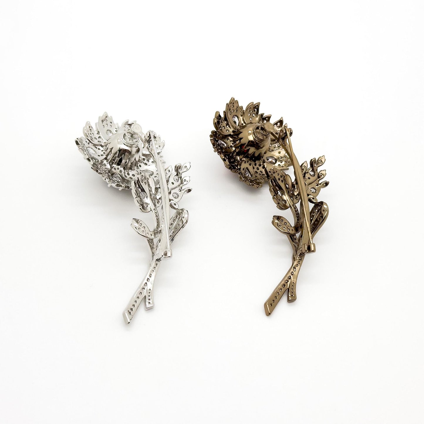 French Minimalist 3D Flower Rhinestone Brooch for Women