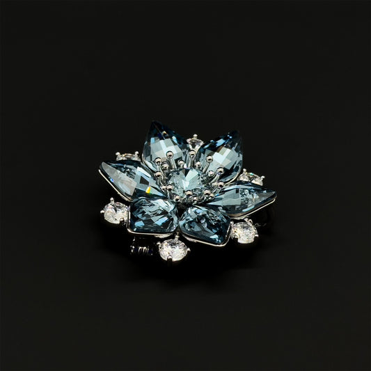Sparkling Orchid Crystal Brooch for Women - Copper Zircon Pin