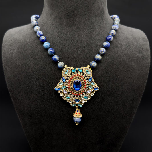 Vintage Art Deco Turquoise Pendant Necklace – Boho Copper Statement