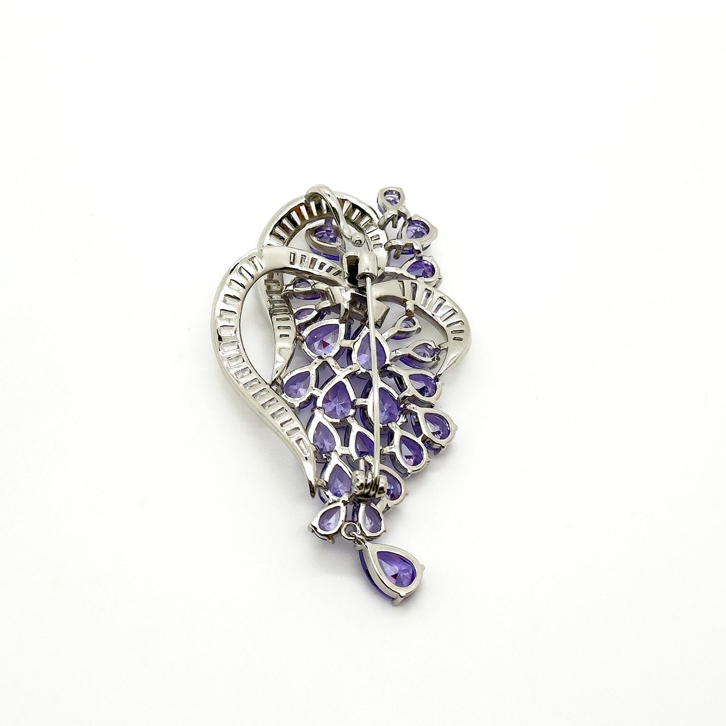 Purple Grape Cluster Brooch Pendant, Glass Zircon Copper Pin