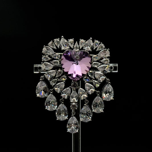 Luxury Exquisite Heart Brooch Pendant Sparkling Austrian Crystal Statement