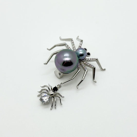 Personalised Crystal Spider Brooch Copper Suit Pin Gift Box