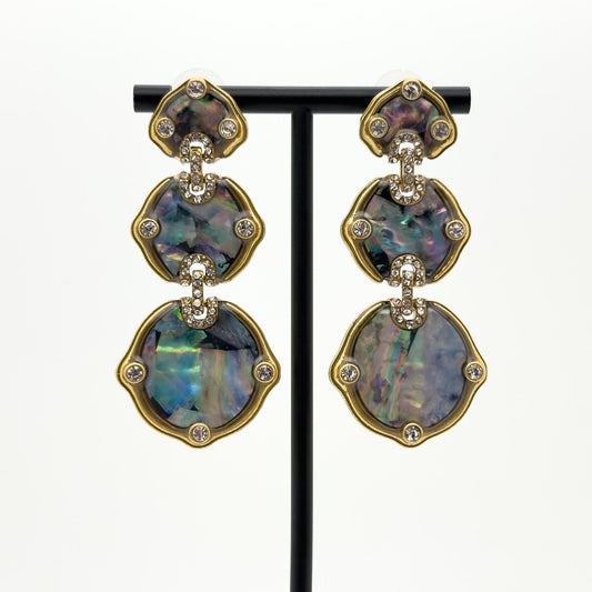 Vintage Art Deco Shell Copper Drop Earrings 65mm Gift Boxed