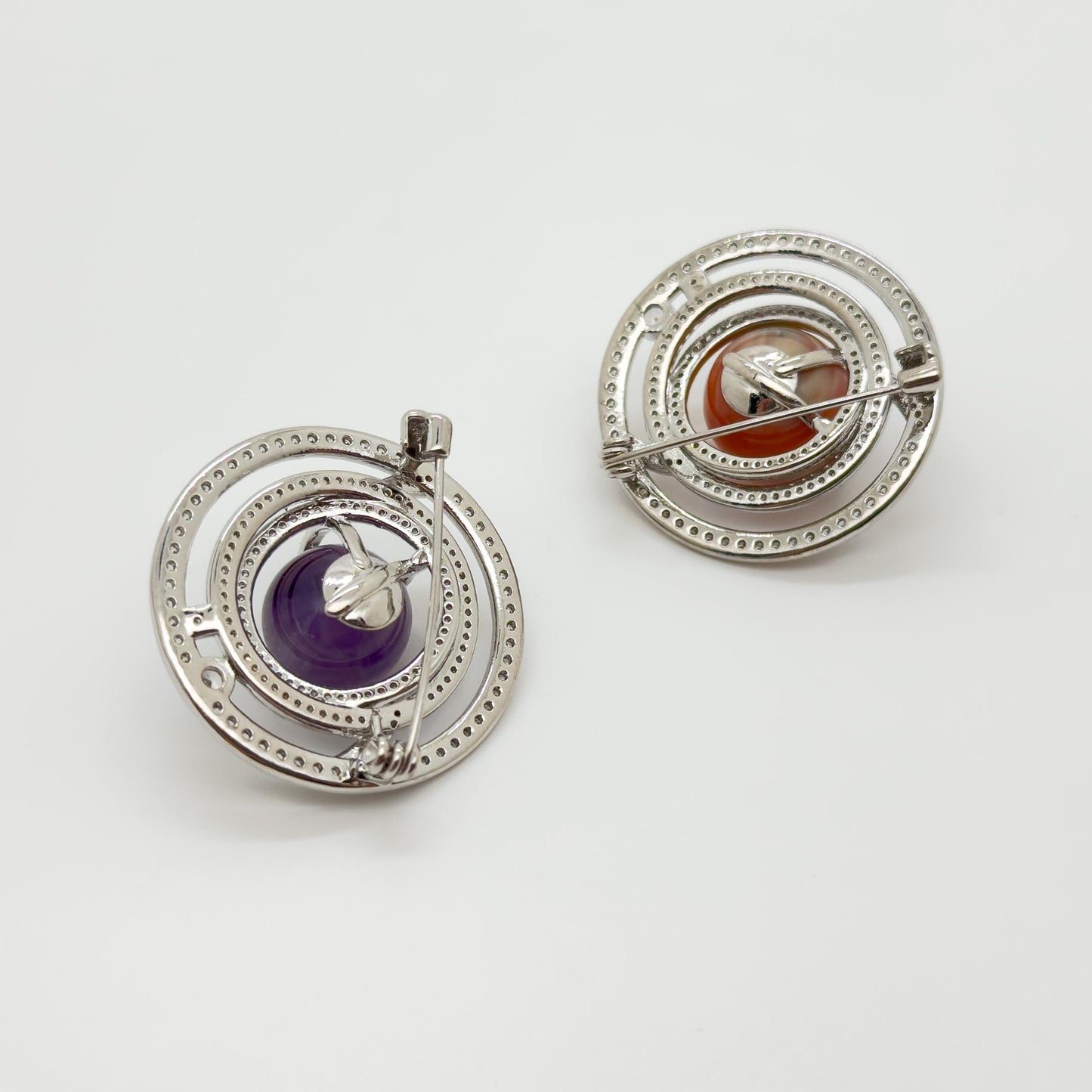 Handmade Stone Planet Brooch Universe Copper Pin Artistic Gift