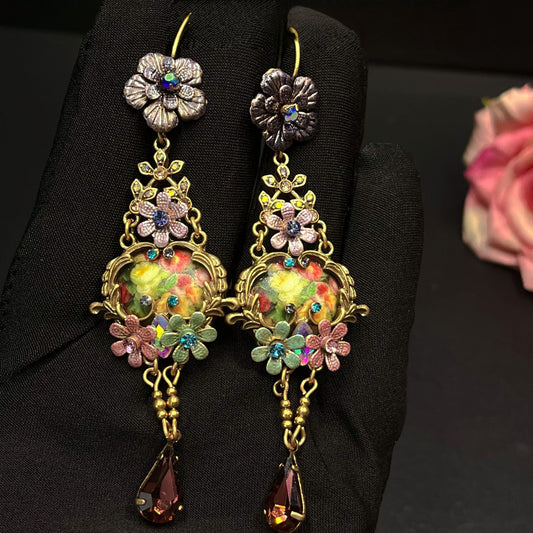 Vintage French Court Flower Earrings | Retro Style