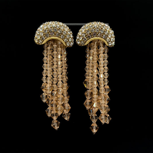 Art Deco Champagne Jellyfish Earrings