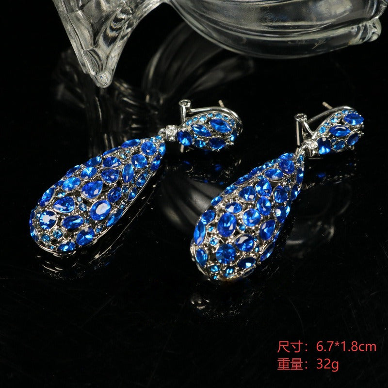 Vintage Hollow Blue Statement Earrings