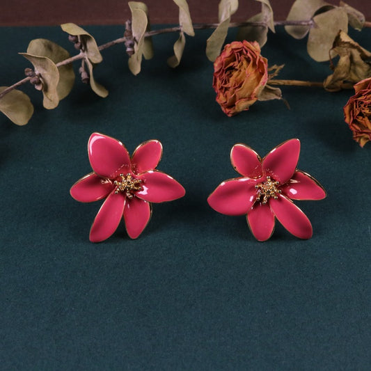 Hand-Painted Floral Enamel Earrings